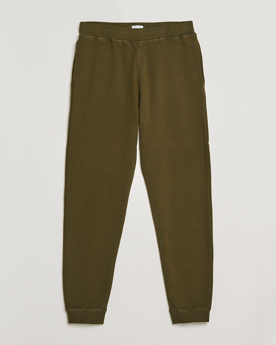 Herre | Bukser | Sunspel | Cotton Loopback Track Pants Dark Moss