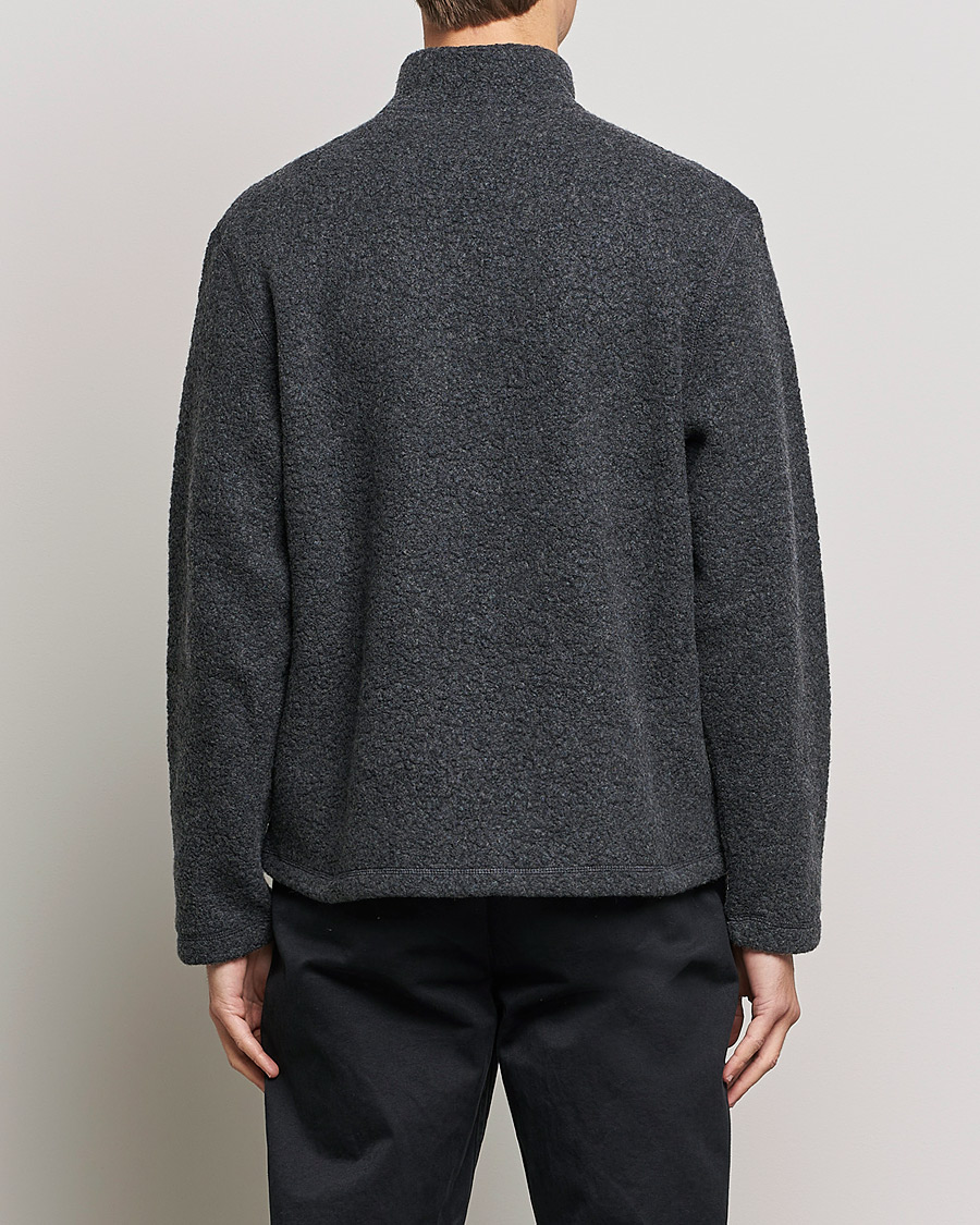 Herre | Trøjer | Sunspel | Eco Wool Half Zip Fleece Charcoal Melange