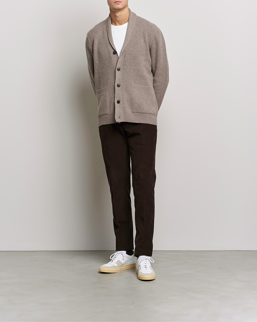 Herre | Trøjer | Sunspel | Lambswool/Cashmere Shawl Cardigan  Oatmeal Melange