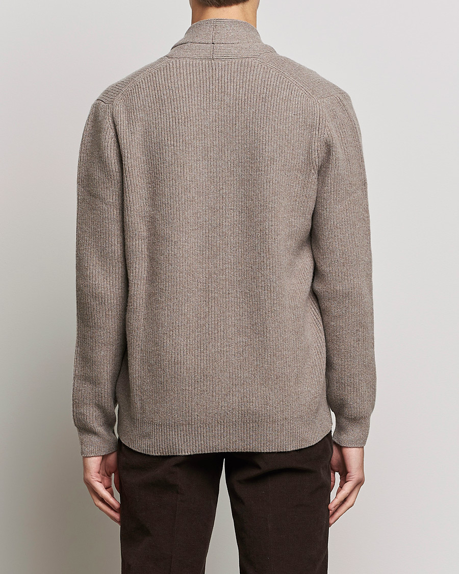Herre | Trøjer | Sunspel | Lambswool/Cashmere Shawl Cardigan  Oatmeal Melange