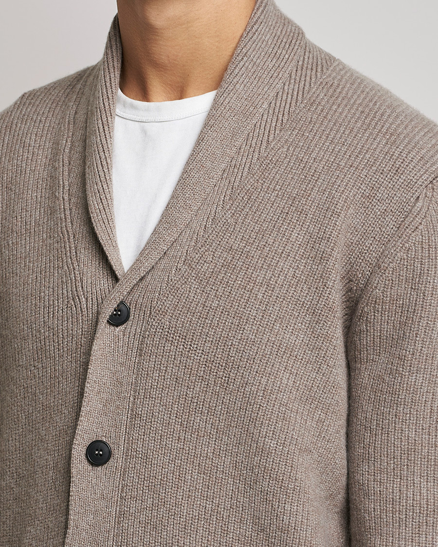 Herre | Trøjer | Sunspel | Lambswool/Cashmere Shawl Cardigan  Oatmeal Melange