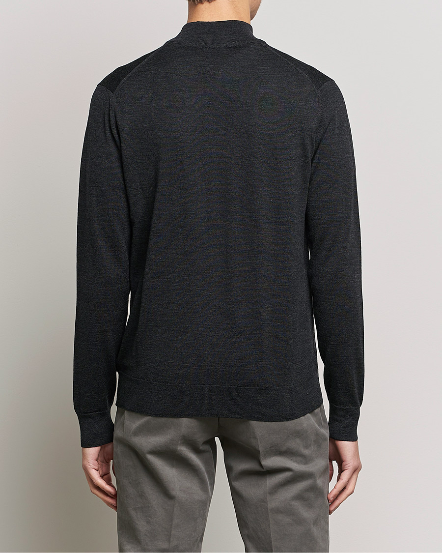 Herre | Trøjer | Sunspel | Merino Half Zip Sweater Charcoal Melange