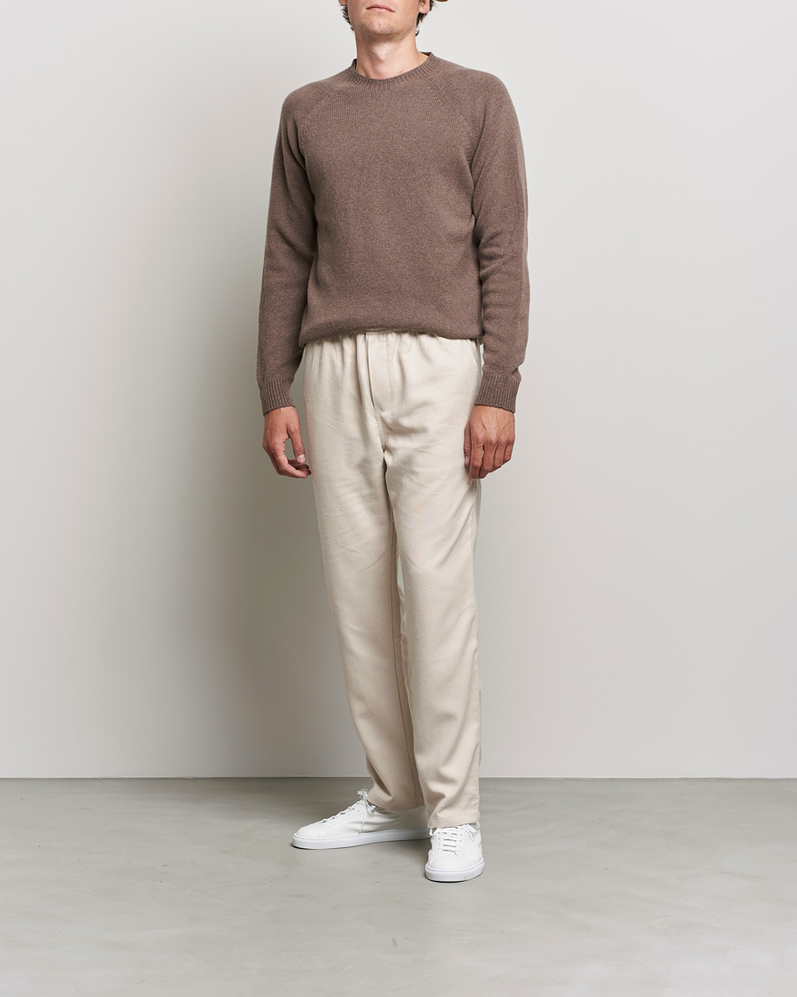 Herre | Trøjer | Sunspel | Lambswool Crew Neck Sweater Umber Brown