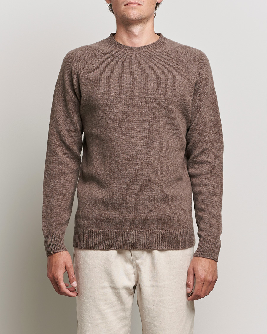 Herre | Trøjer | Sunspel | Lambswool Crew Neck Sweater Umber Brown