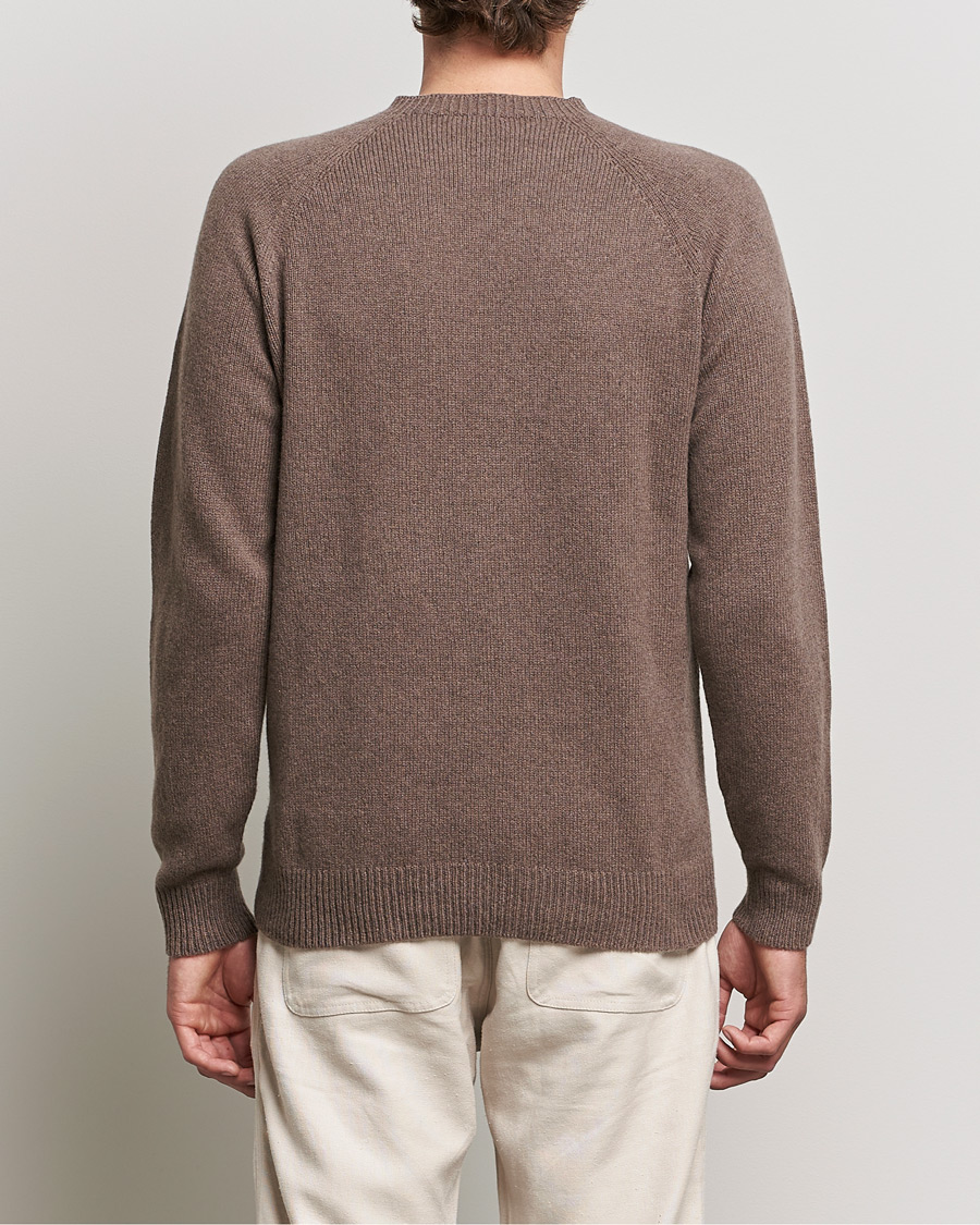 Herre | Trøjer | Sunspel | Lambswool Crew Neck Sweater Umber Brown
