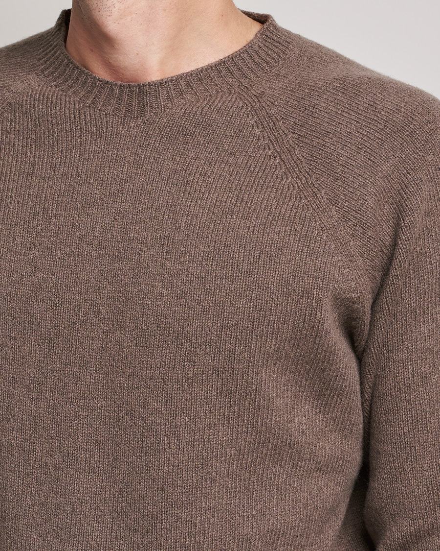 Herre | Trøjer | Sunspel | Lambswool Crew Neck Sweater Umber Brown