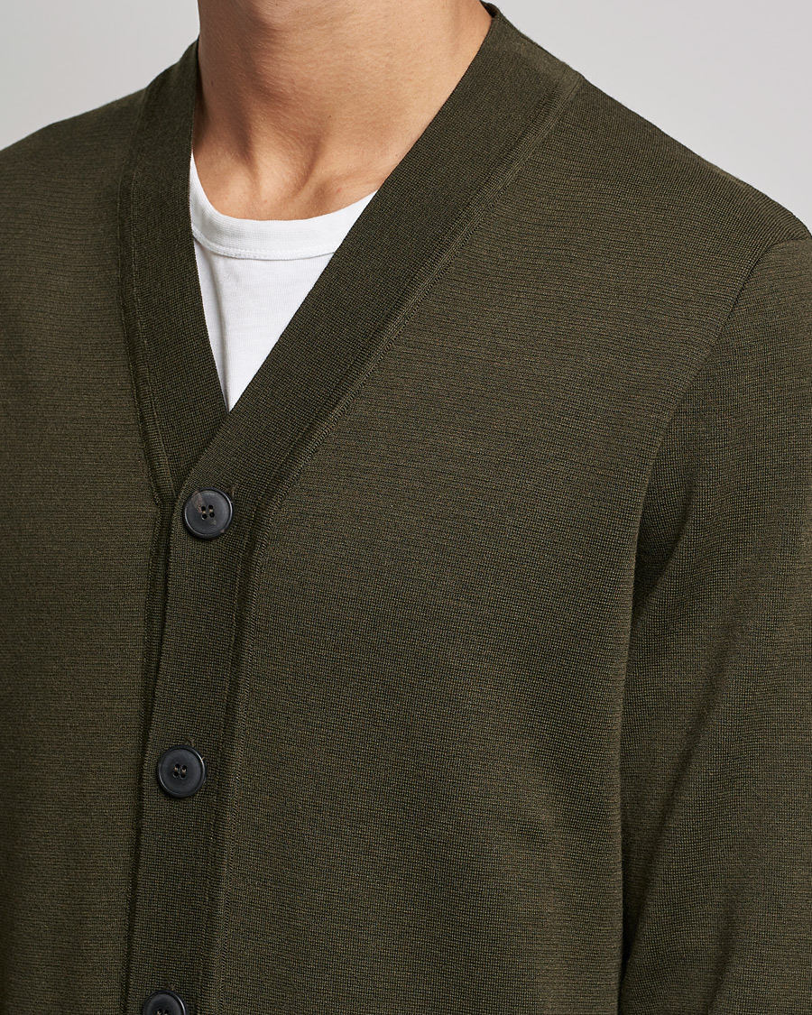 Herre | Trøjer | Sunspel | Merino Milano Cardigan Dark Moss