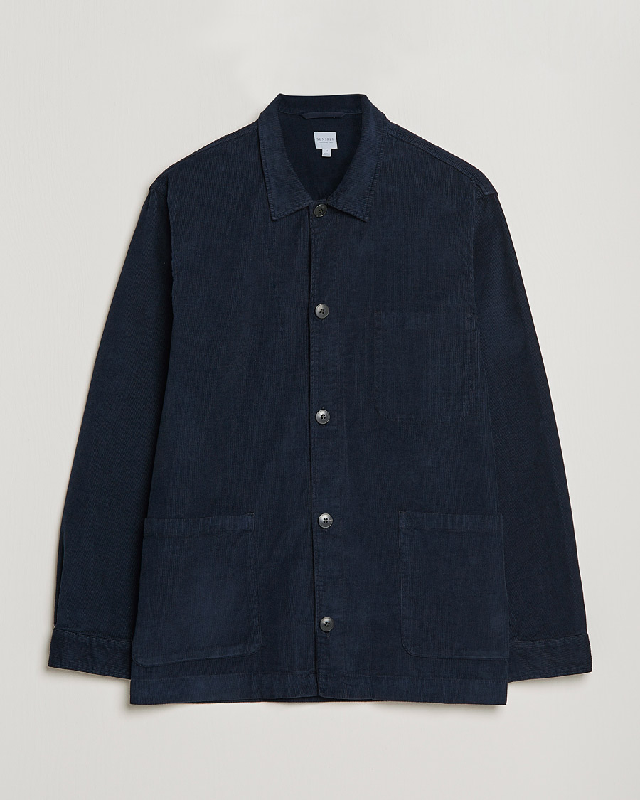 Herre | Skjorter | Sunspel | Twin Pocket Cotton Corduroy Shirt Jacket Navy