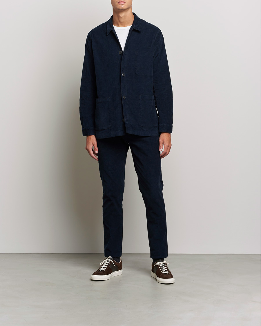 Herre | Skjorter | Sunspel | Twin Pocket Cotton Corduroy Shirt Jacket Navy