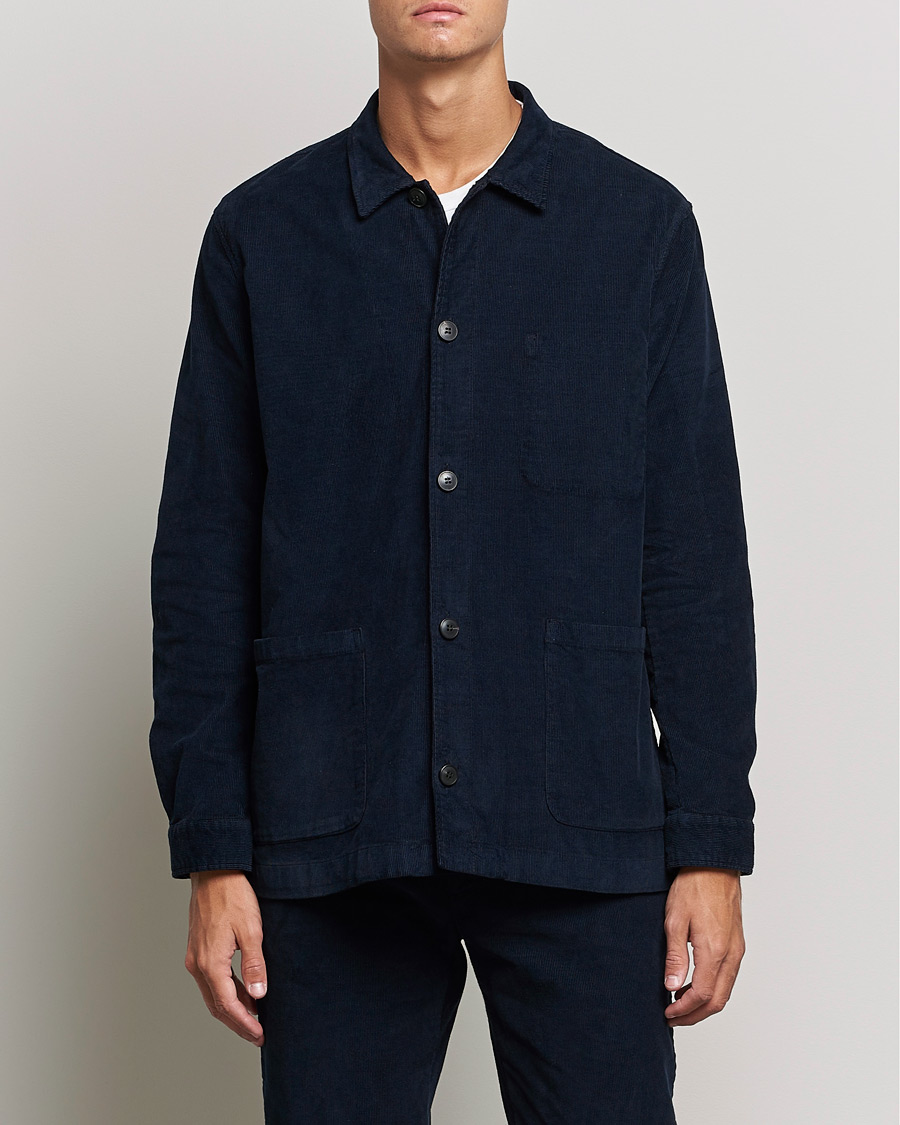 Herre | Skjorter | Sunspel | Twin Pocket Cotton Corduroy Shirt Jacket Navy