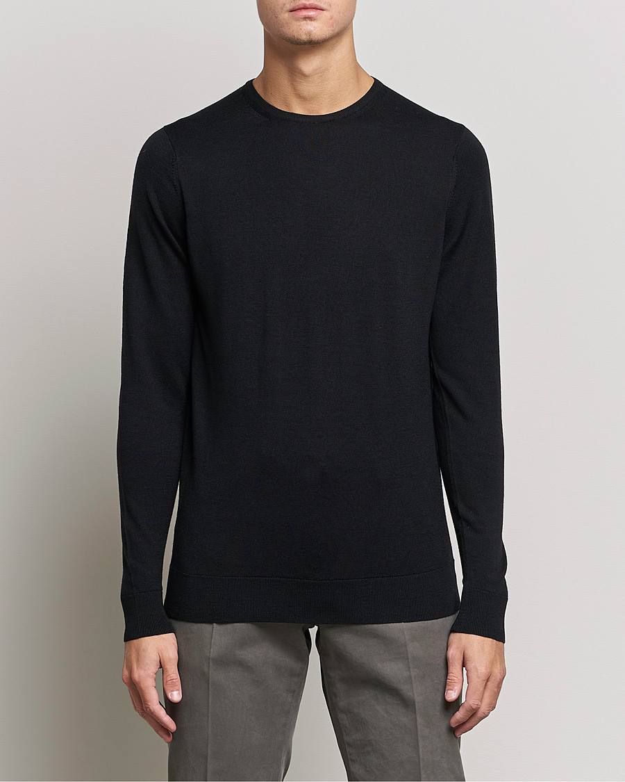 Herre | Trøjer | Sunspel | Crew Neck Jumper Black