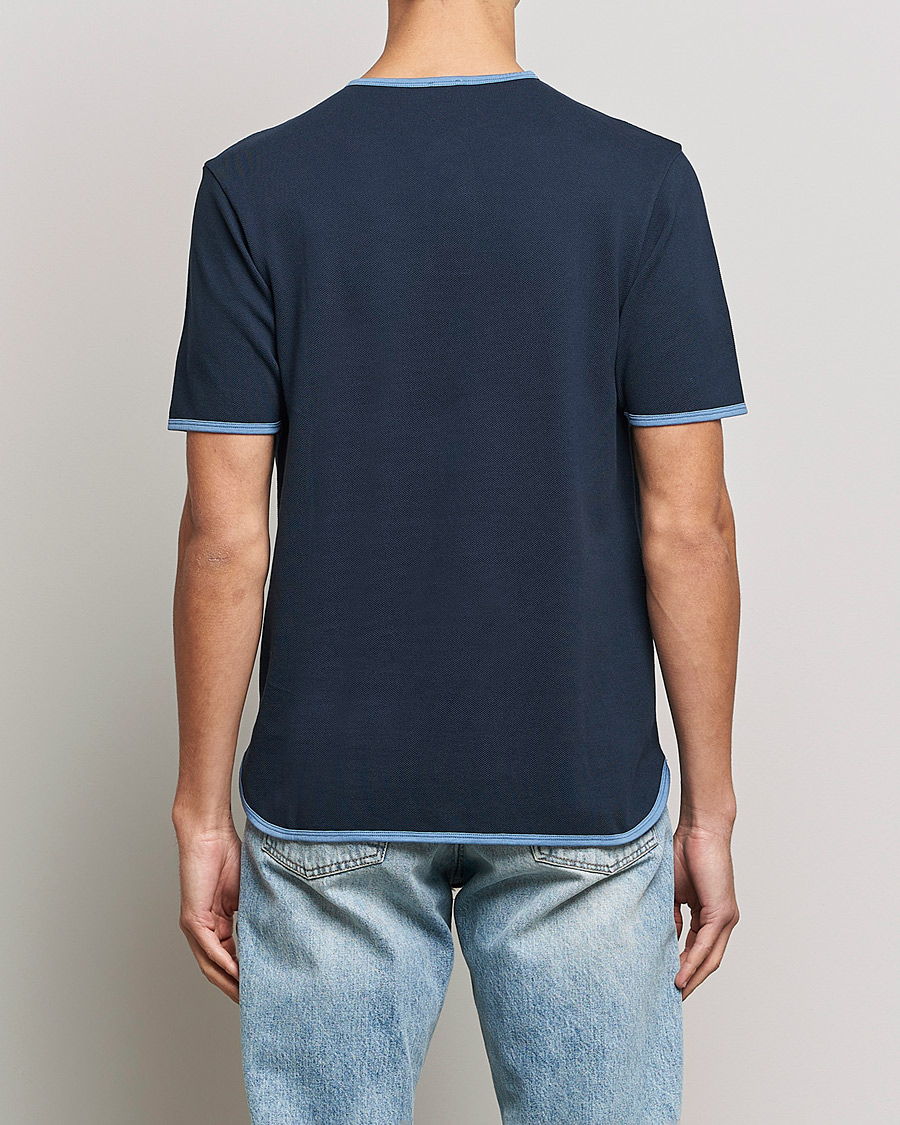 Herre | T-Shirts | Sunspel | Paul Weller Heavy Cotton Pique Henley T-Shirt Navy