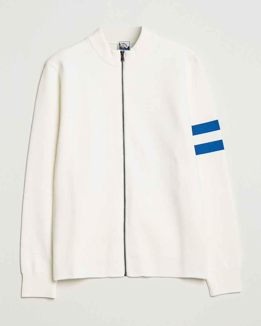 Herre | Trøjer | Sunspel | Paul Weller Extra Fine Merino Zip Cardigan White