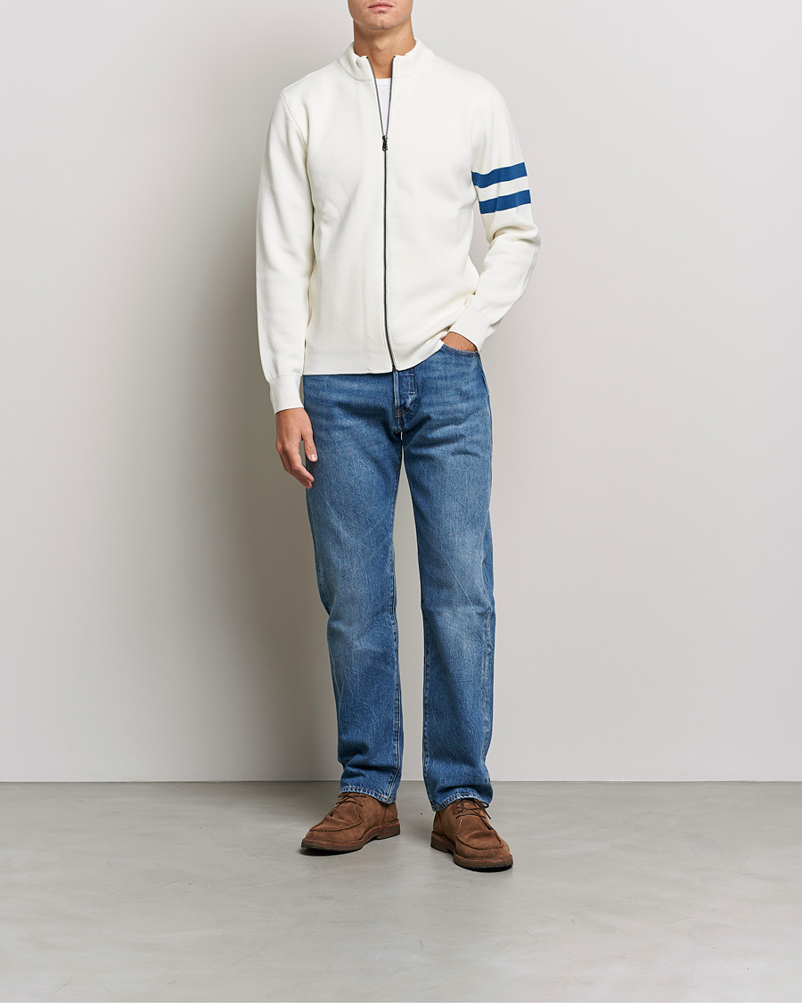 Herre | Trøjer | Sunspel | Paul Weller Extra Fine Merino Zip Cardigan White