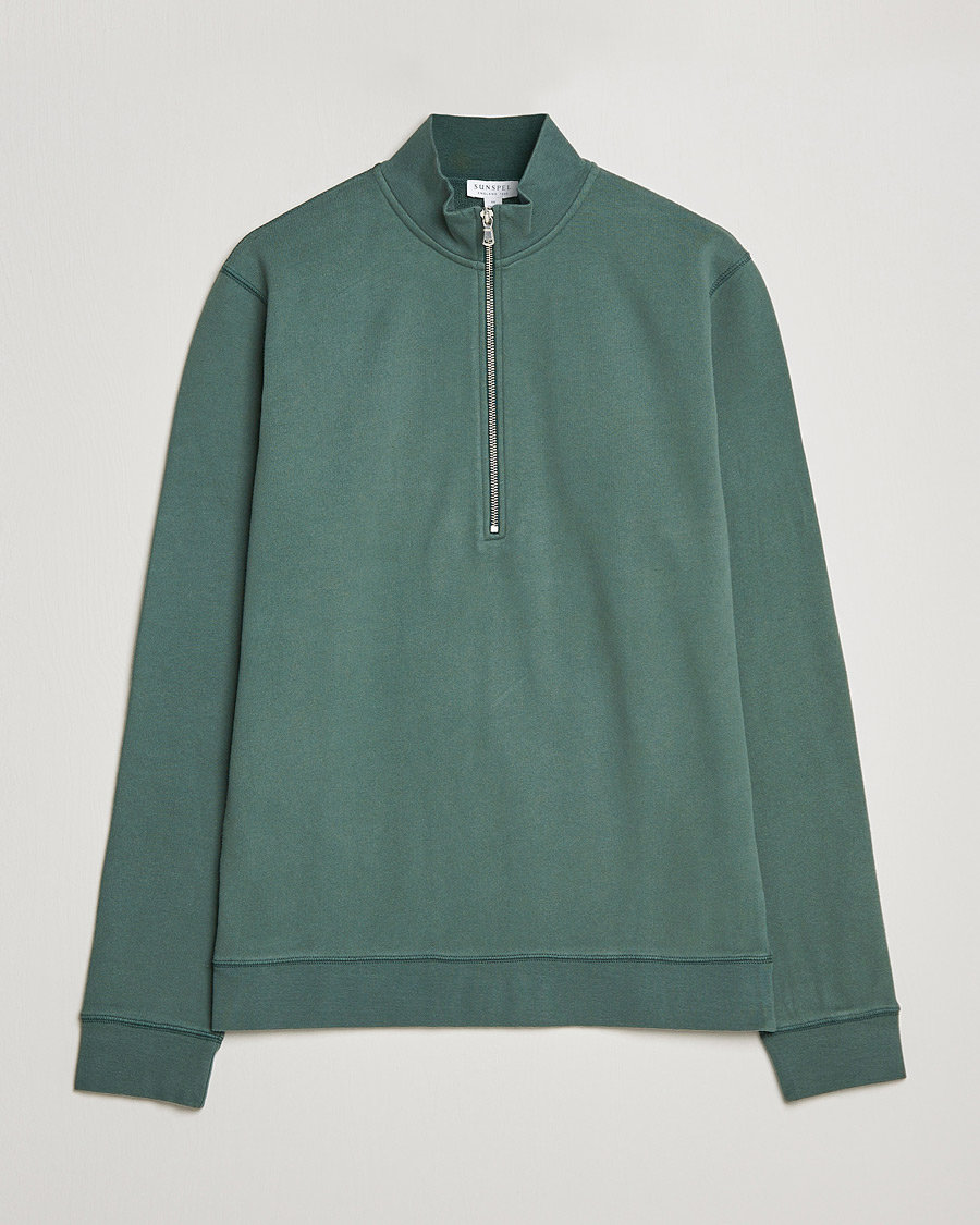 Herre | Trøjer | Sunspel | Loopback Half Zip Sweatshirt Racing Green
