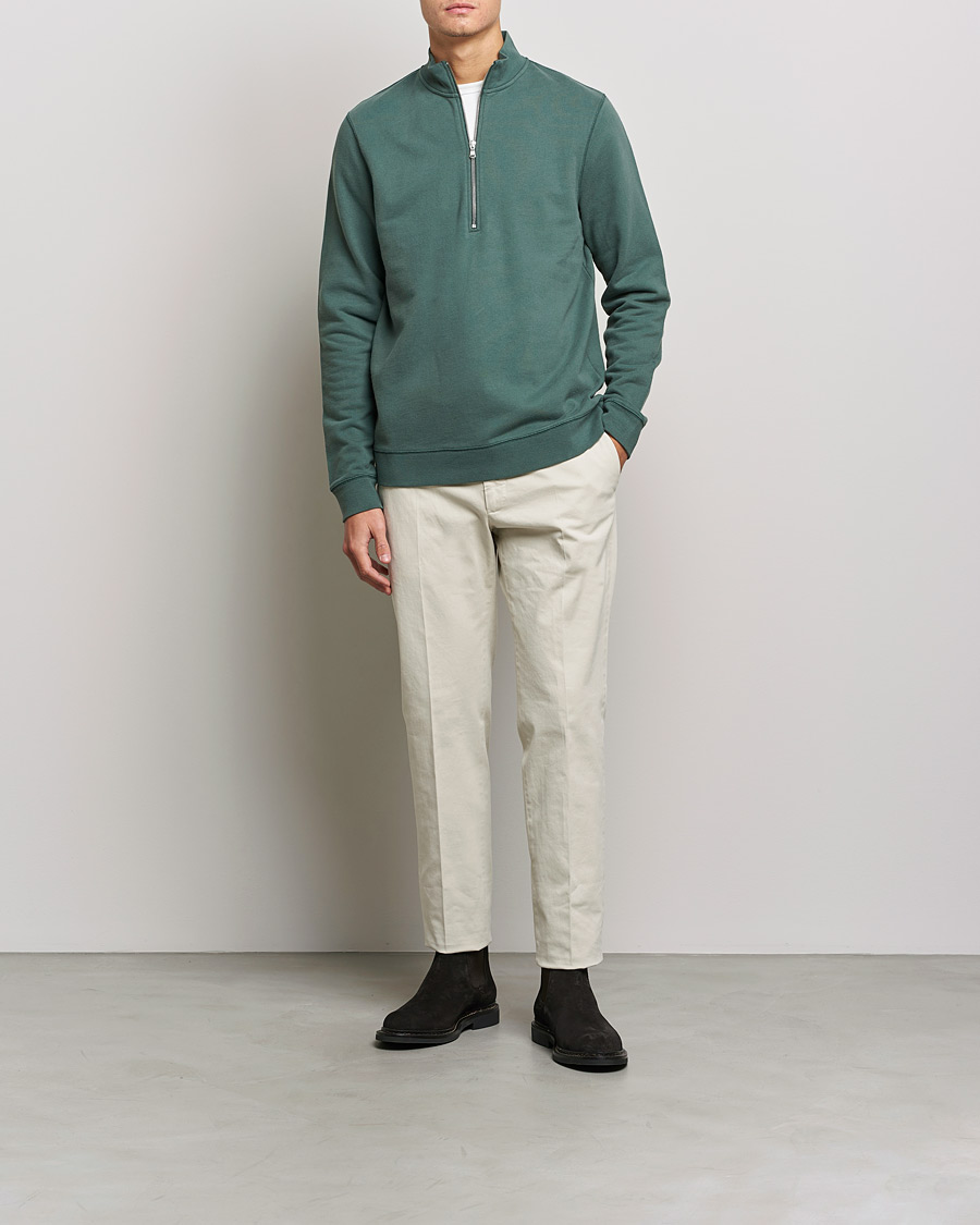 Herre | Trøjer | Sunspel | Loopback Half Zip Sweatshirt Racing Green