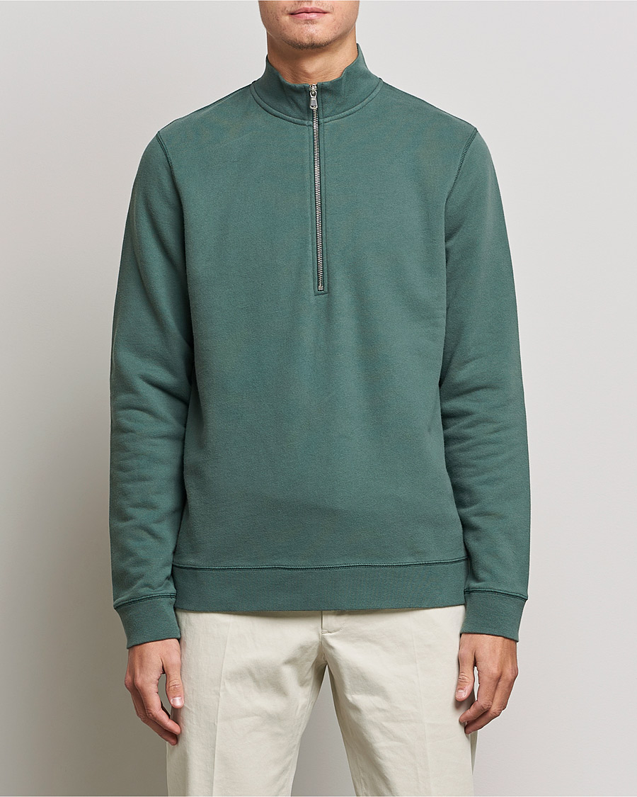 Herre | Afdelinger | Sunspel | Loopback Half Zip Sweatshirt Racing Green