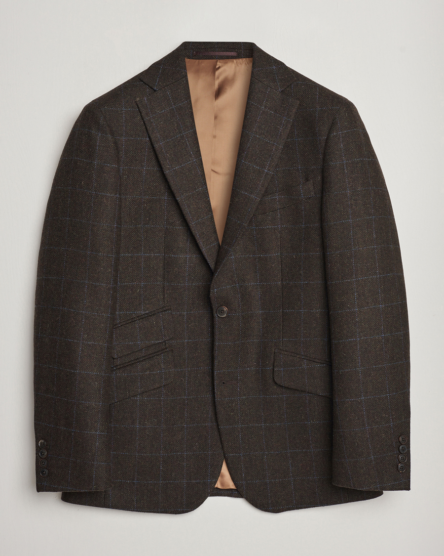 Herre | Blazere & jakker | Walker Slater | Edward Lambswool Windowpane Blazer Dark Brown
