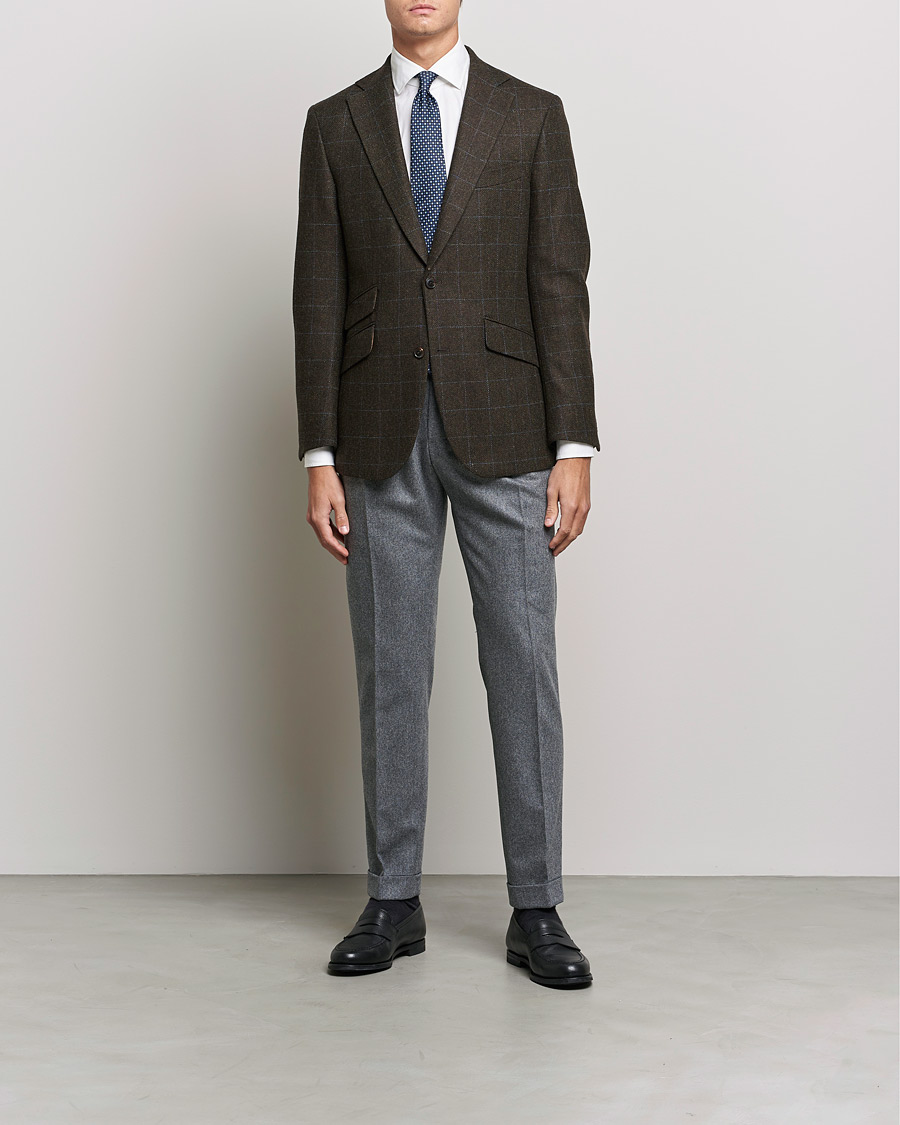 Herre | Blazere & jakker | Walker Slater | Edward Lambswool Windowpane Blazer Dark Brown