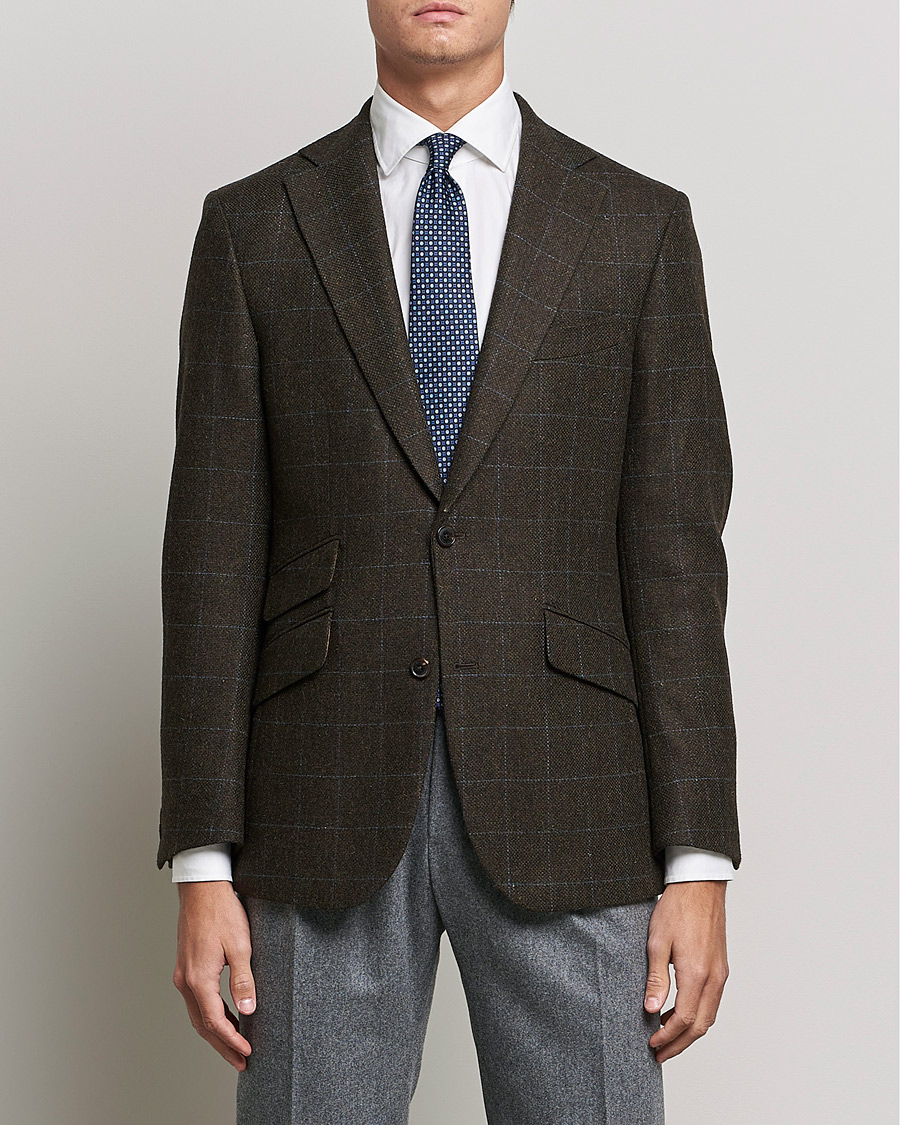 Herre | Blazere & jakker | Walker Slater | Edward Lambswool Windowpane Blazer Dark Brown