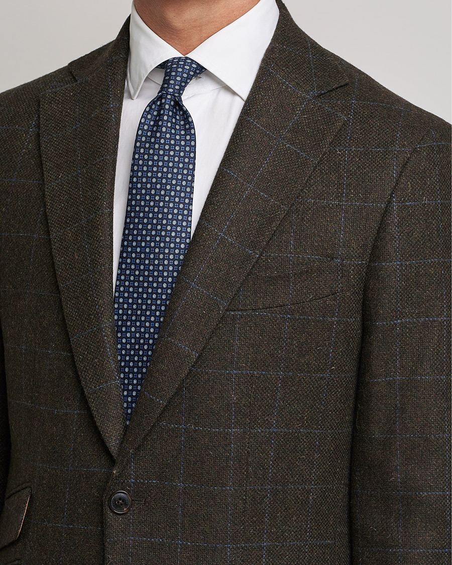 Herre | Blazere & jakker | Walker Slater | Edward Lambswool Windowpane Blazer Dark Brown