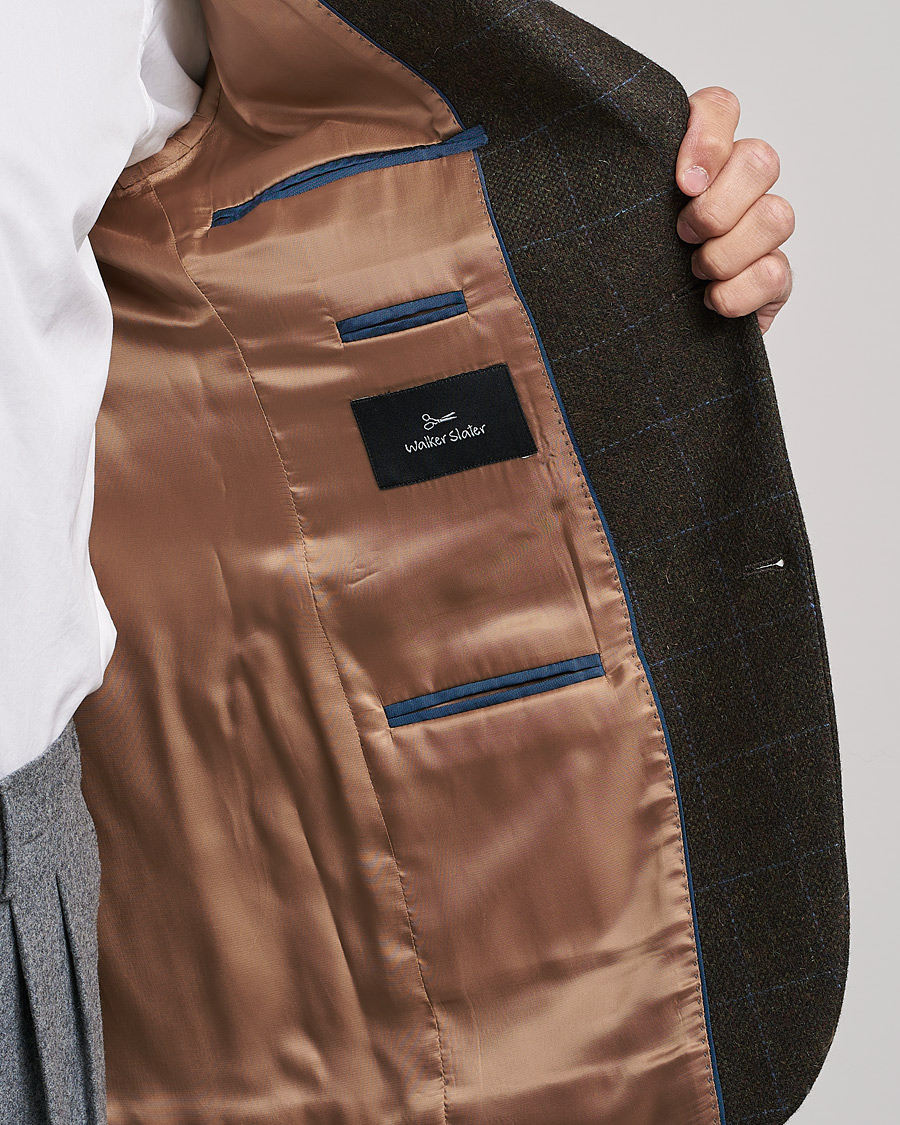 Herre | Blazere & jakker | Walker Slater | Edward Lambswool Windowpane Blazer Dark Brown