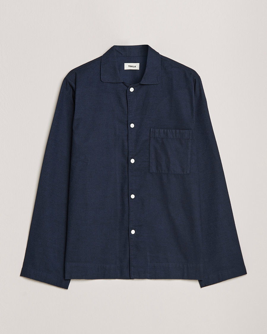 Herre | Pyjamas & Morgenkåber | Tekla | Flannel Pyjama Shirt Midnight Blue