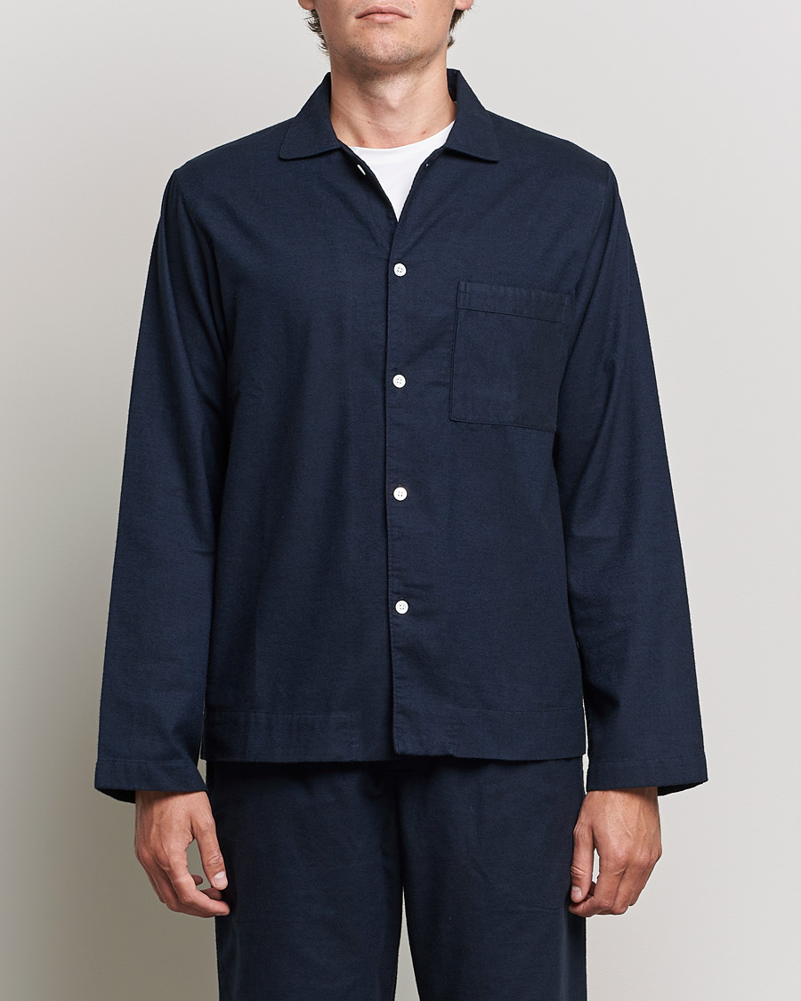 Herre | Loungewear | Tekla | Flannel Pyjama Shirt Midnight Blue