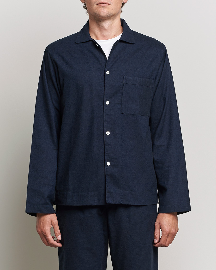 Herre | Nattøj | Tekla | Flannel Pyjama Shirt Midnight Blue