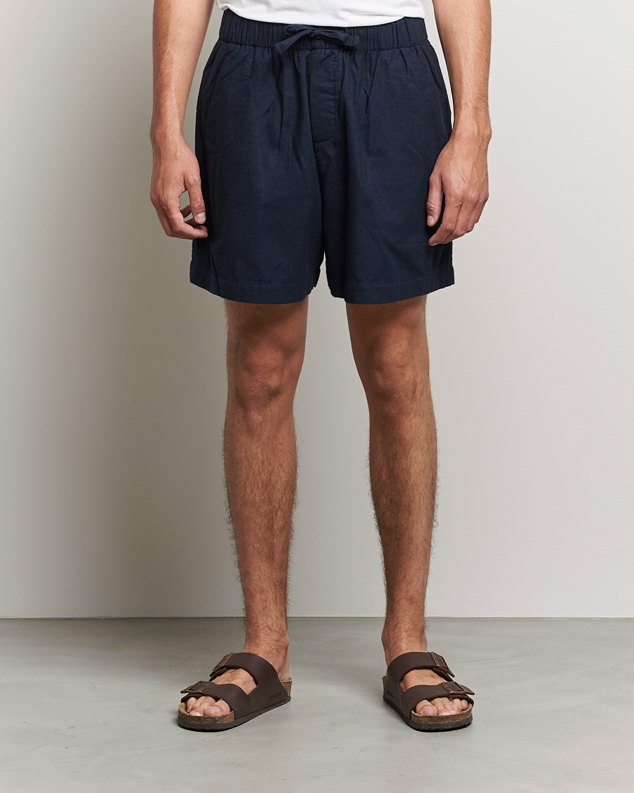 Herre | Loungewear | Tekla | Flannel Pyjama Shorts Midnight Blue