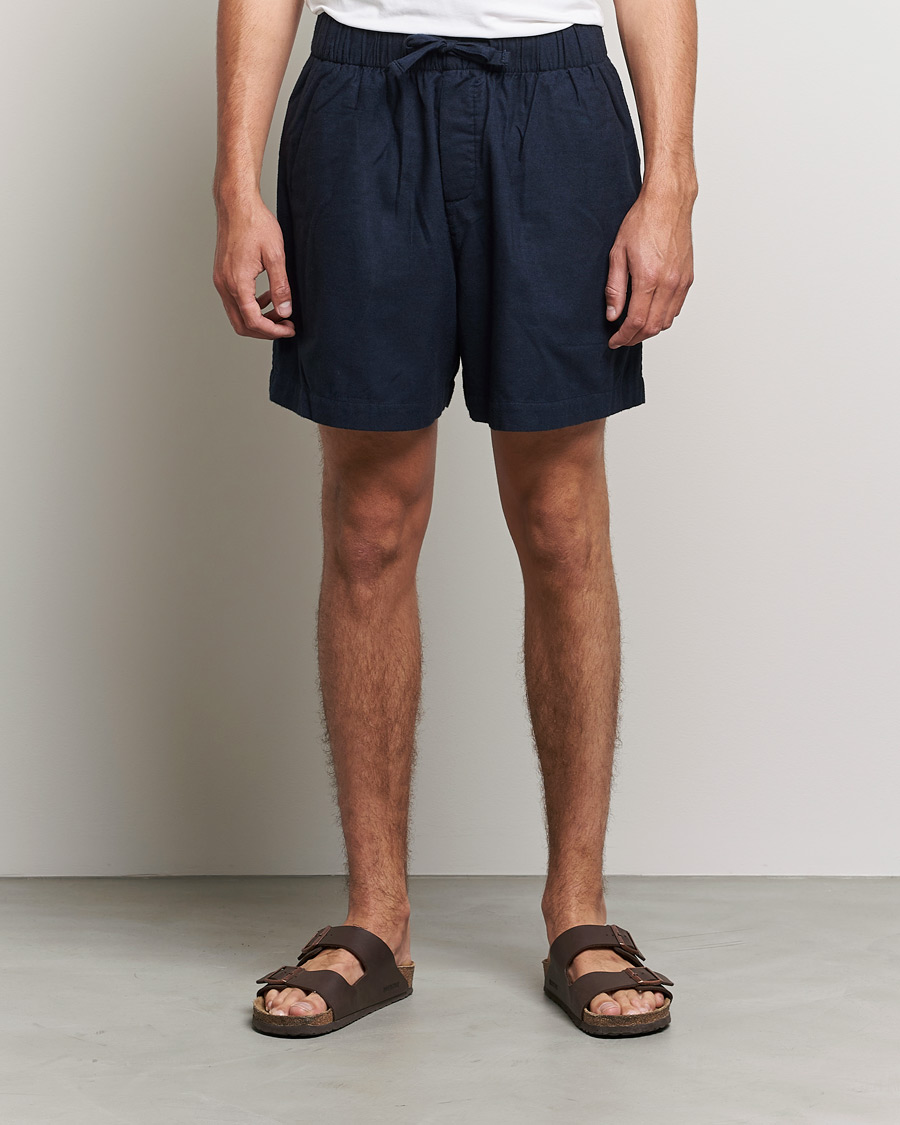 Herre | Klær | Tekla | Flannel Pyjama Shorts Midnight Blue