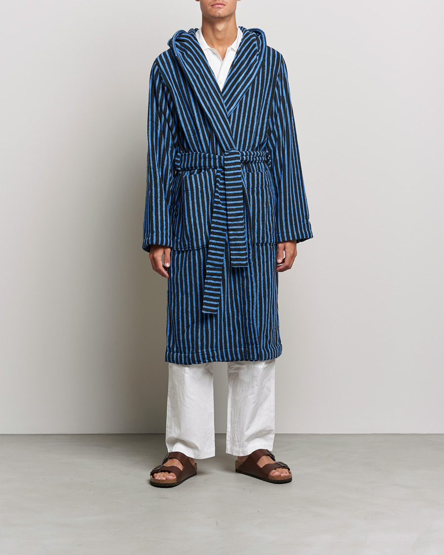 Herre | Pyjamas & Morgenkåber | Tekla | Organic Terry Hooded Bathrobe Black/Blue
