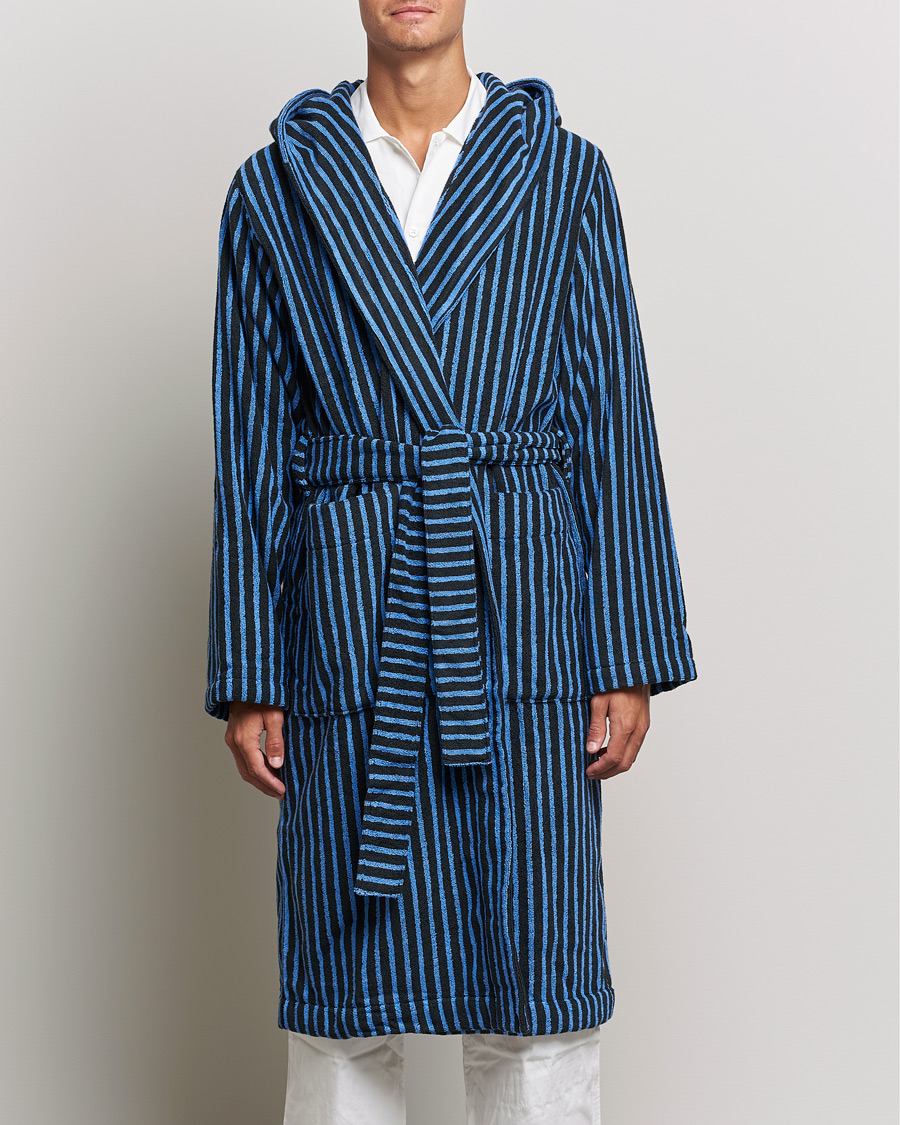 Herre | Pyjamas & Morgenkåber | Tekla | Organic Terry Hooded Bathrobe Black/Blue