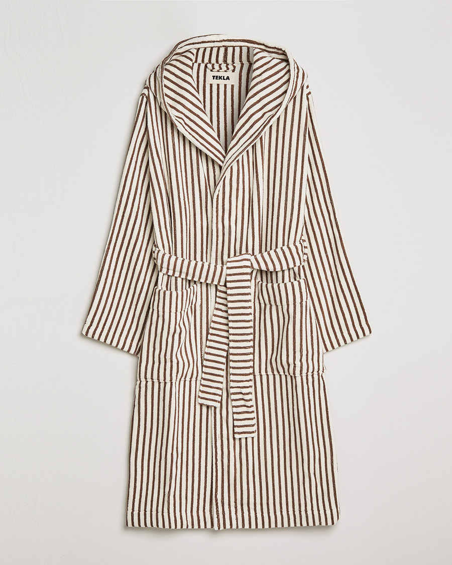 Herre |  | Tekla | Organic Terry Hooded Bathrobe Kodiak Stripes