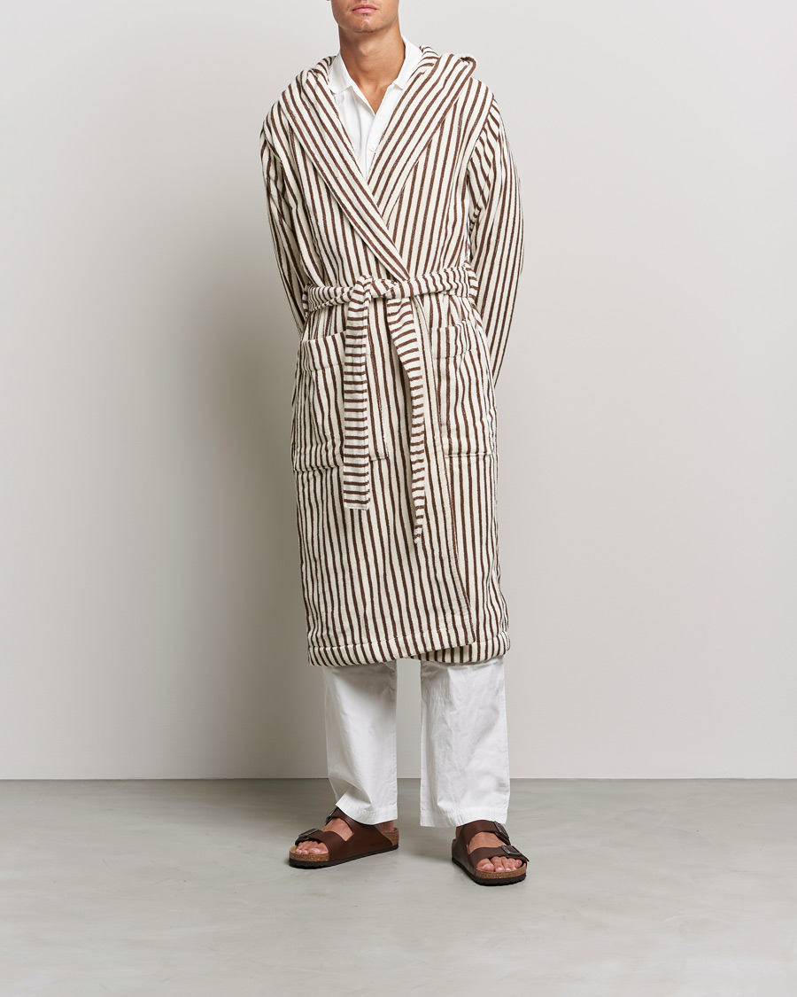 Herre | Loungewear | Tekla | Organic Terry Hooded Bathrobe Kodiak Stripes