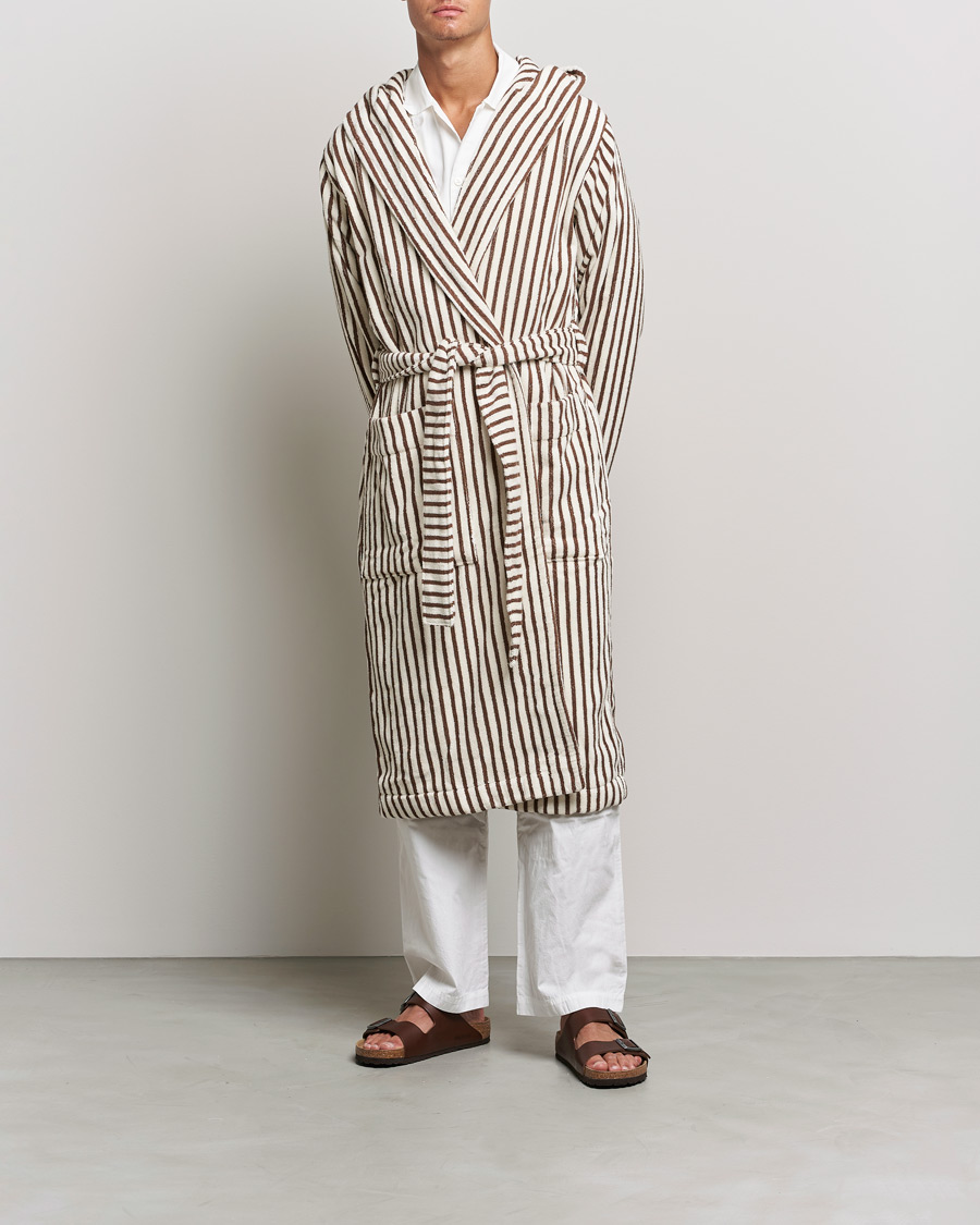 Herre | Pyjamas & Morgenkåber | Tekla | Organic Terry Hooded Bathrobe Kodiak Stripes