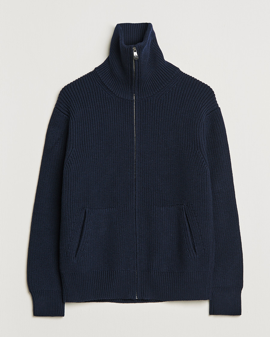 Herre | Trøjer | Piacenza Cashmere | Heavy Zip Cardigan Navy
