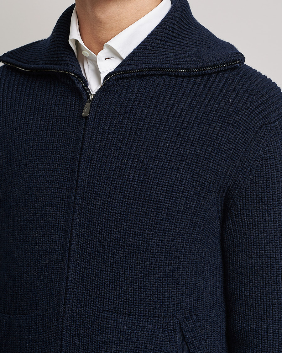 Herre | Trøjer | Piacenza Cashmere | Heavy Zip Cardigan Navy