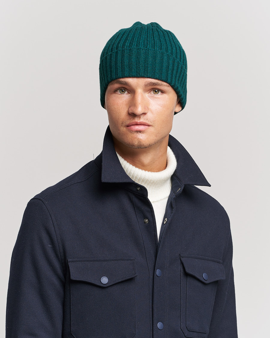 Herre | Huer | Piacenza Cashmere | Ribbed Cashmere Beanie Racing Green