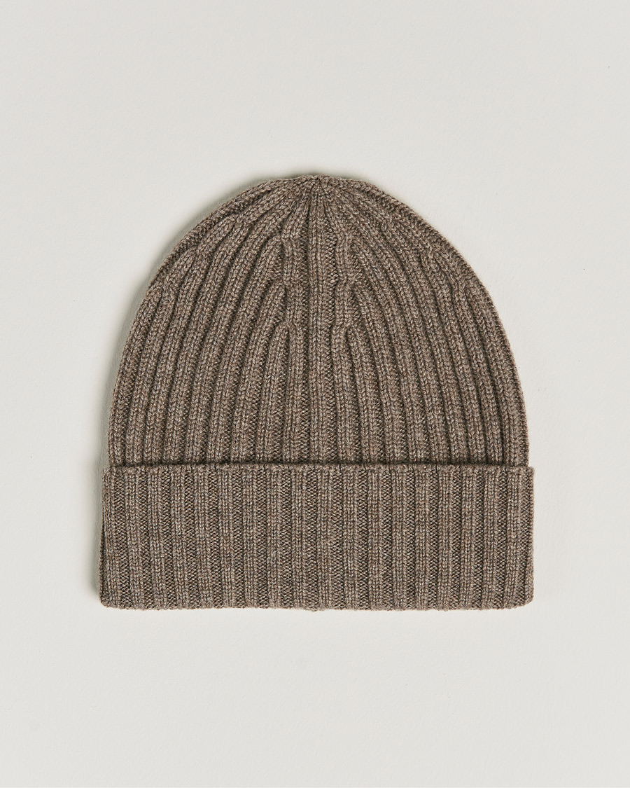 Herre | Huer | Piacenza Cashmere | Ribbed Cashmere Beanie Taupe