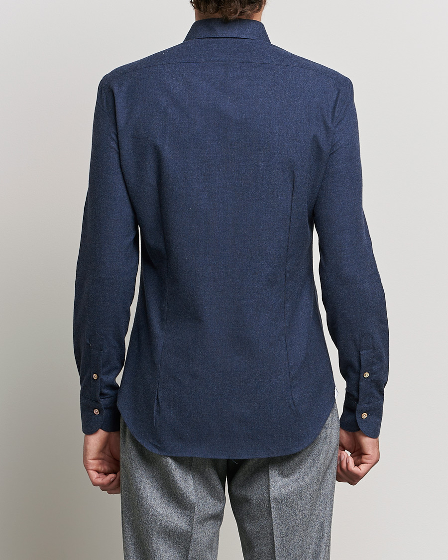 Herre | Skjorter | Mazzarelli | Soft Flannel Shirt Navy