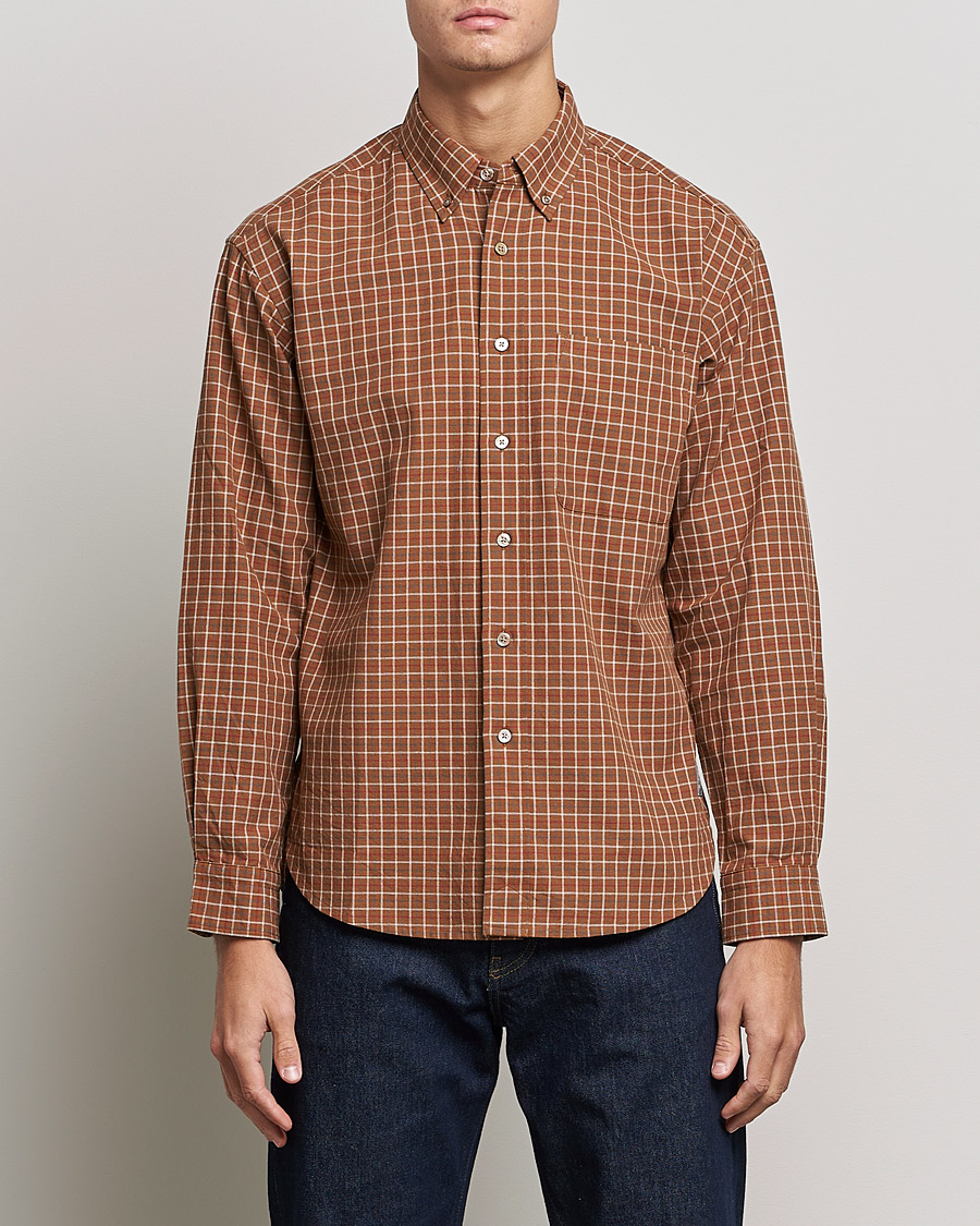 Herre | Skjorter | Snow Peak | Warm Cotton Button Down Shirt Brown Check