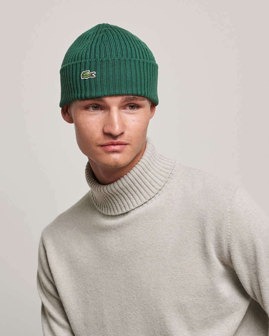 Herre | Huer | Lacoste | Wool Knitted Beanie Green