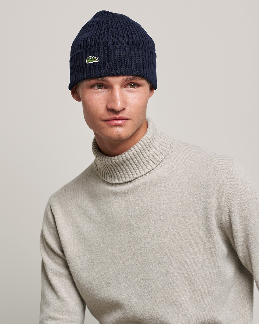 Herre | Lacoste Wool Knitted Beanie Navy | Lacoste | Wool Knitted Beanie Navy