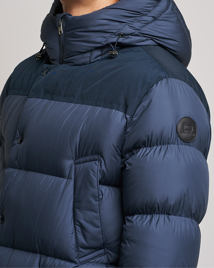 Herre | Jakker | Woolrich | Microfiber Sierra Padded Parka Melton Blue