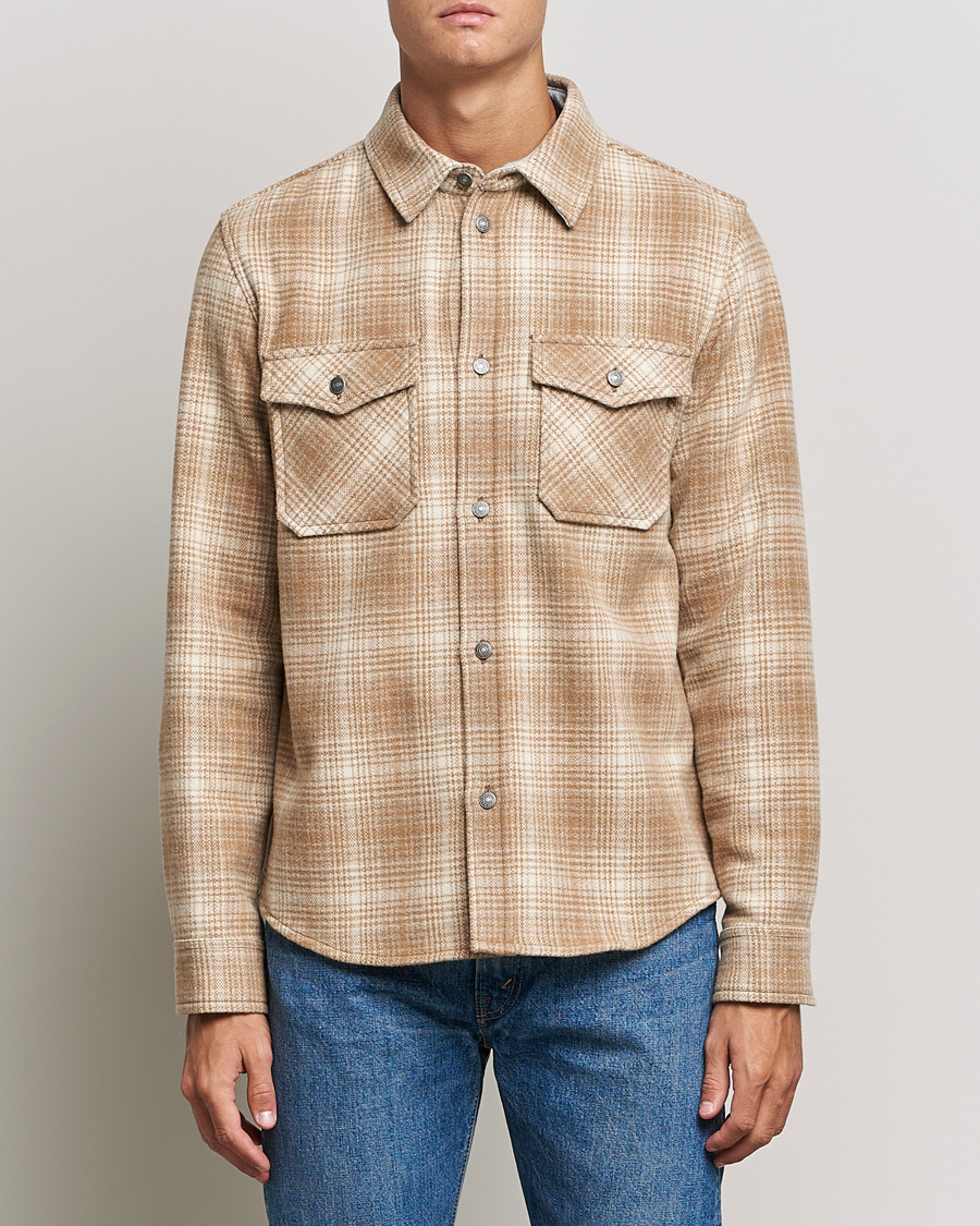Herre | Skjorter | Woolrich | Alaskan Melton Wool Overshirt Camel Hunting