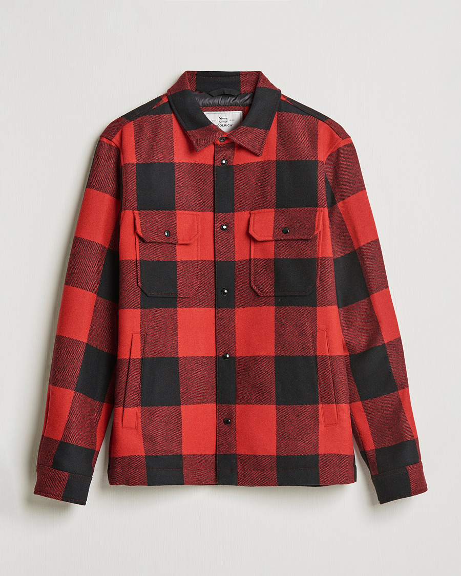 Herre | Skjorter | Woolrich | Alaskan Wool Padded Overshirt Red Buffalo
