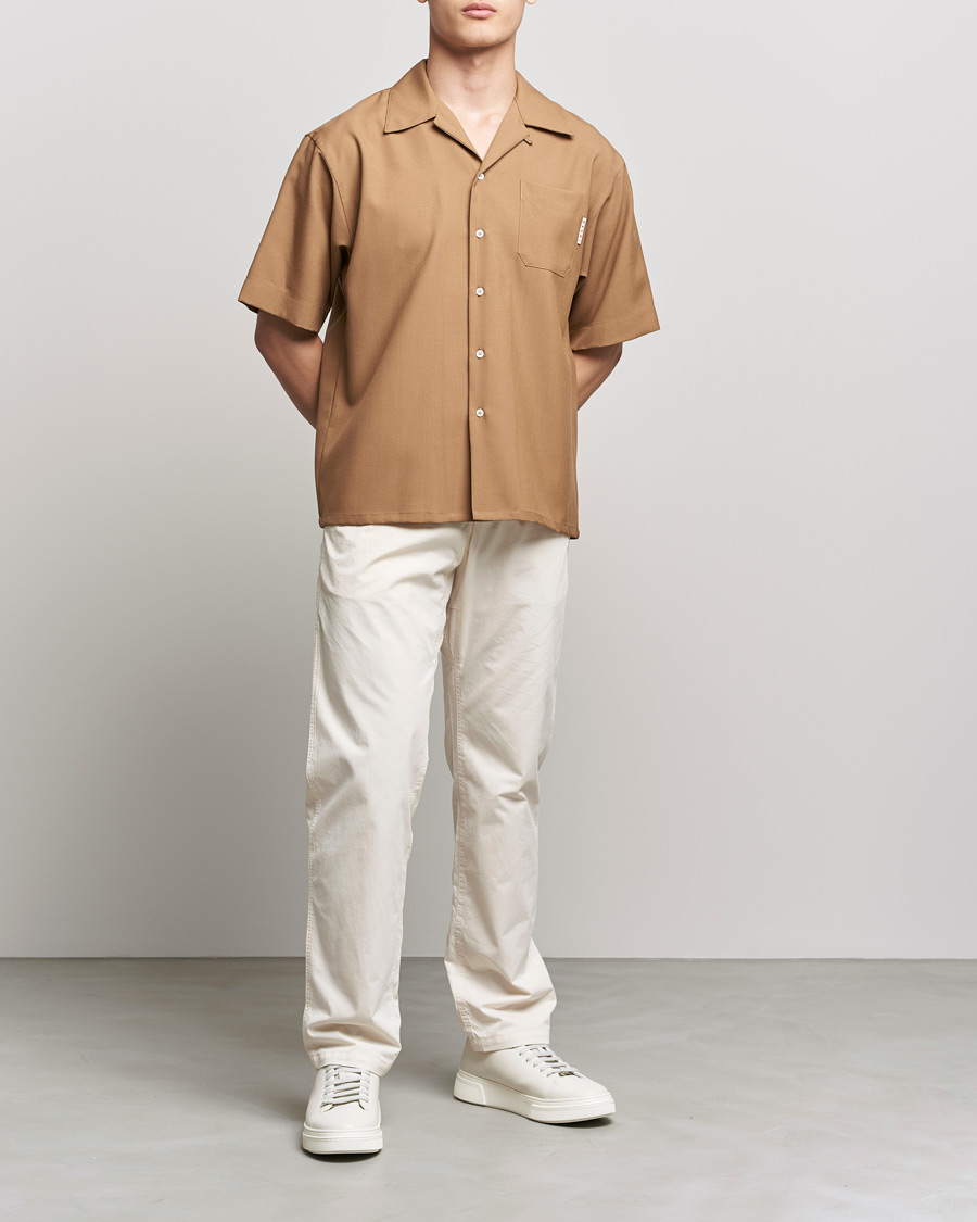 Herre | Kortærmede skjorter | Marni | Tropical Wool Bowling Shirt Beige