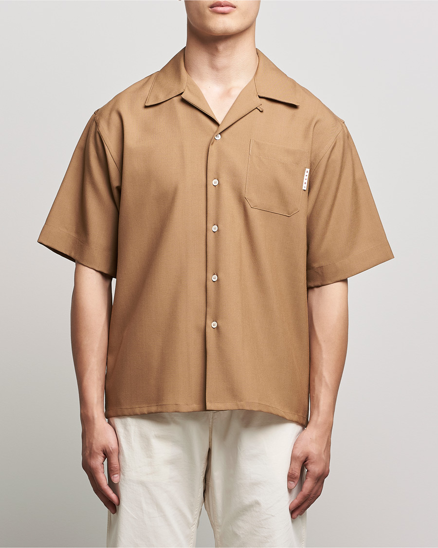 Herre | Luxury Brands | Marni | Tropical Wool Bowling Shirt Beige