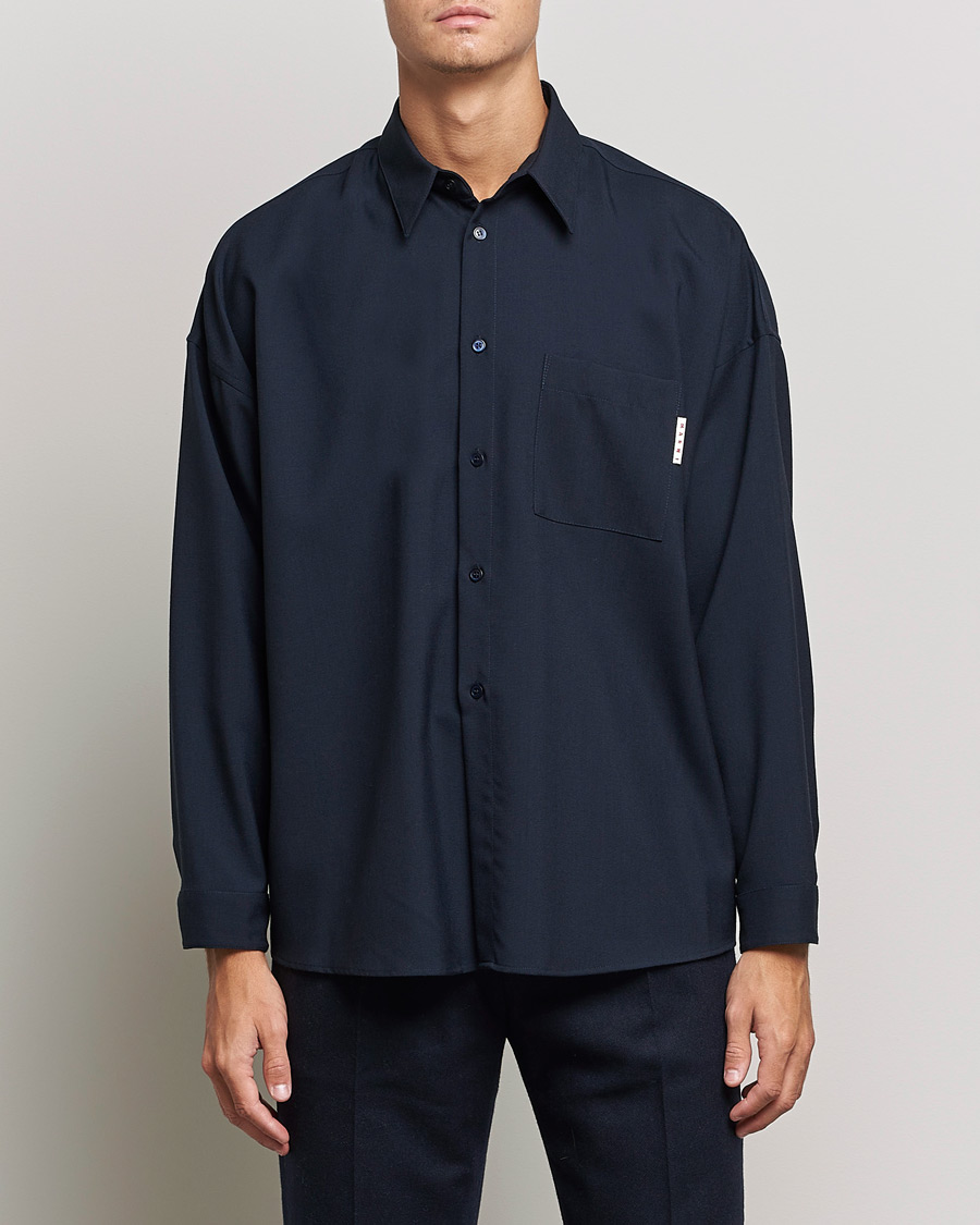 Herre | Skjorter | Marni | Tropical Wool Oversize Shirt Blublack